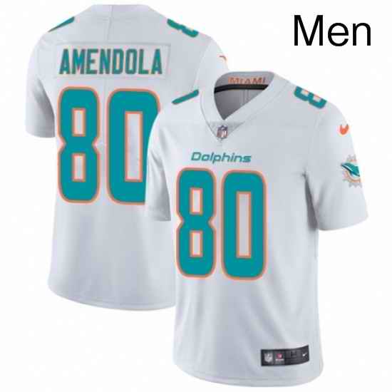 Mens Nike Miami Dolphins 80 Danny Amendola White Vapor Untouchable Limited Player NFL Jersey
